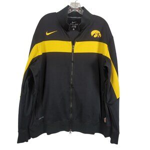 NIKE Dri-Fit Iowa Hawkeyes Football Jacket Size XL Full Zip Black Yellow
